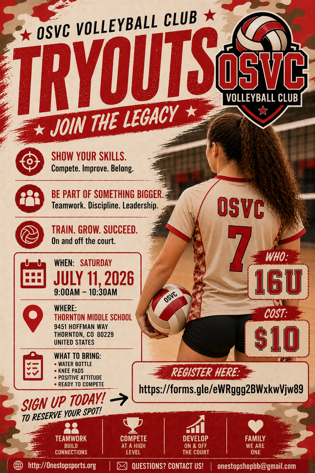 OSVC Volleyball Club Tryouts flyer
